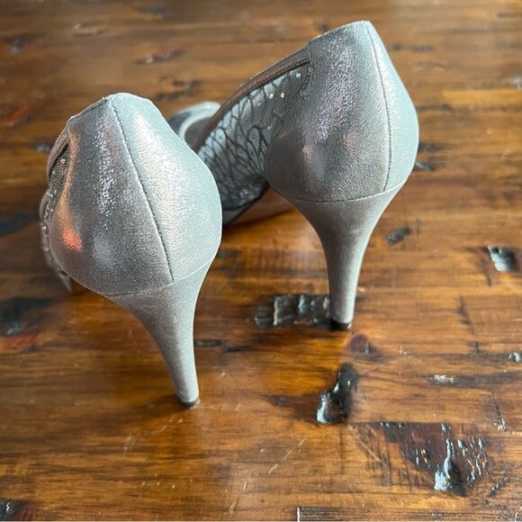 Adrianna Papell Peep Toe Mesh/Rhinestone Heels - Picture 6 of 10